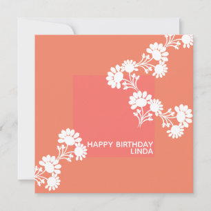 Floral Two Colour Block Orange llustration Card