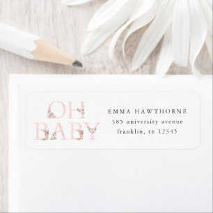 Floral Type Oh Baby Shower Return Address