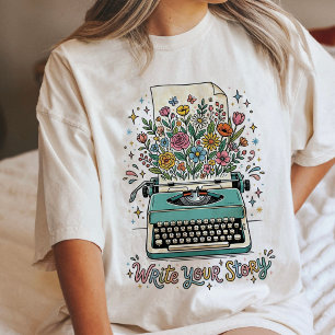 Floral Typewriter "Write Your Story" Tri-Blend Shirt