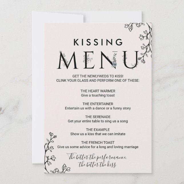 Floral Typography Kissing Menu (Front)