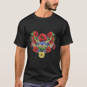 Floral Ukraine Poppies Viburnum Retro Ukrainian Vy T-Shirt