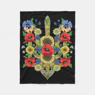 Floral Ukraine Trysub Cute Red Poppies Ukrainian V Fleece Blanket
