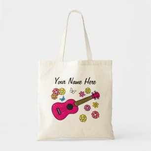 Floral Ukulele Flowers Uke Player Musician Custom Tote Bag