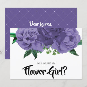 Floral Ultra Violet Purple Be My Flower Girl Card