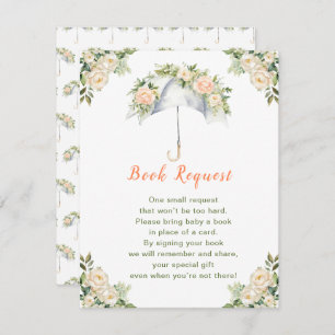 Floral Umbrella Baby Shower Book Request Enclosure Card