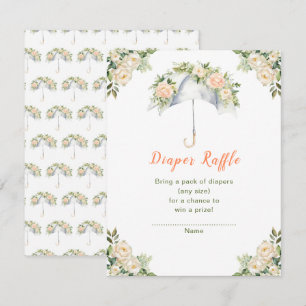 Floral Umbrella Baby Shower Diaper Raffle Enclosure Card