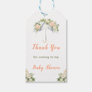 Floral Umbrella Baby Shower Gift Tags