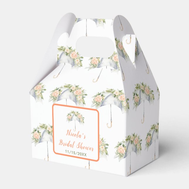 Floral Umbrella Bridal Shower Favor Box (Front Side)