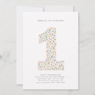 Floral Un premier Invitation d'anniversaire