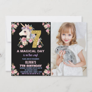 Floral Unicorn Anniversaire Invitations Parties sc