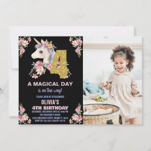 Floral Unicorn Anniversaire Invitations Parties sc