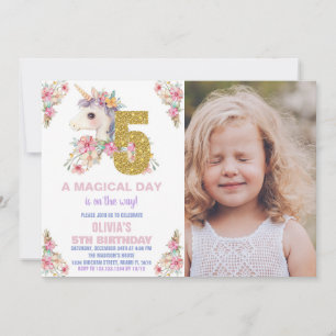 Floral Unicorn Anniversaire Invitations Parties sc