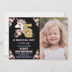 Floral Unicorn Anniversaire Invitations Parties sc