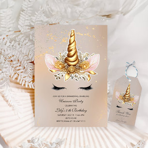 Floral Unicorn birthday party Invitation