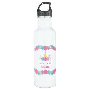 Floral Unicorn Face Personalized Girl 710 Ml Water Bottle