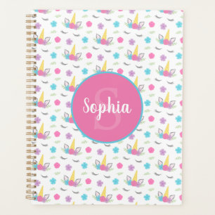 Floral Unicorn Face Personalized Monogram Planner