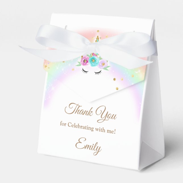 Floral unicorn favour bags favor box (Front Side)