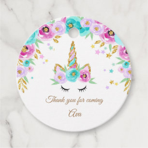 Floral Unicorn Favour Tags