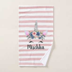 Floral Unicorn Hand Towel