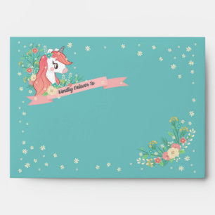 Floral Unicorn Kindly Deliver To Envelope