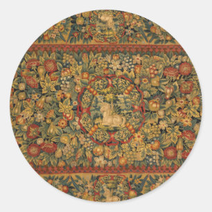 Floral Unicorn Motif Classic Round Sticker