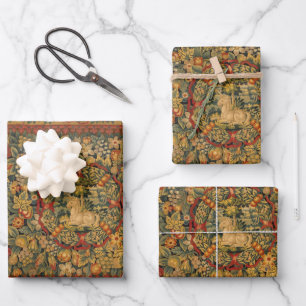 Floral Unicorn Motif Wrapping Paper Sheet