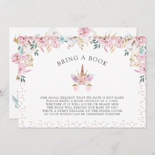 Floral Unicorn Princess Bring a Book Invitation