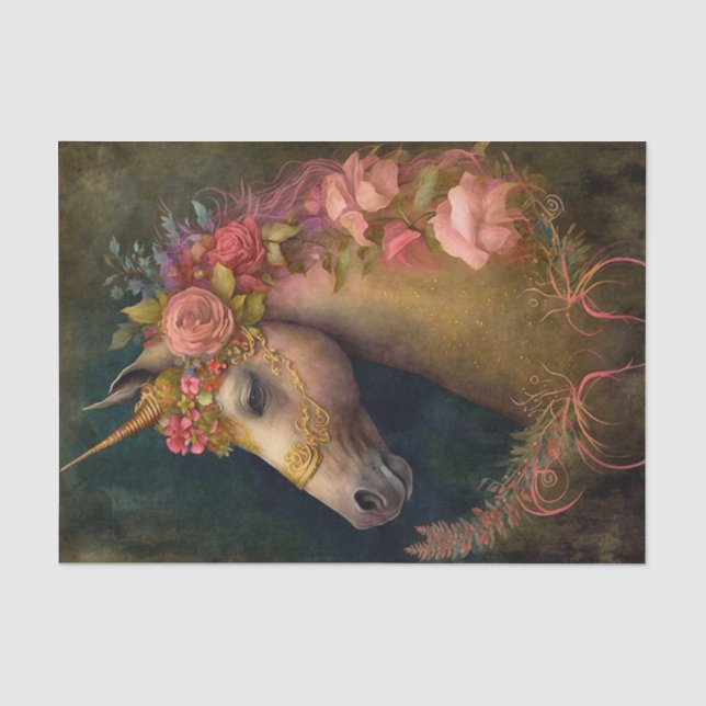 Floral Unicorn Tissue Paper (Front)