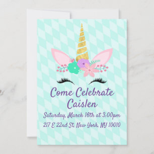 Floral Unicorn with Blue Background Save The Date