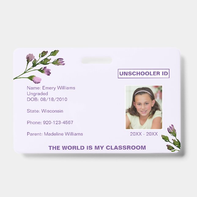 Floral Unschooling Homeschooling Badge (Front)