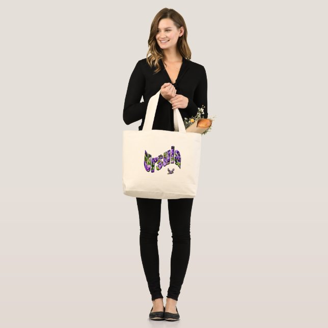 Floral Ursula Name, Large Tote Bag (Front (Model))