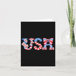 Floral Usa American Coquette Bow Flag Patriotic 4t Card