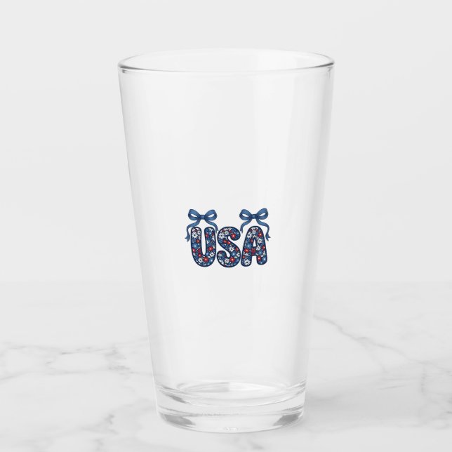 Floral USA Bow Patriotic Vector Design_1 Glass (Front)