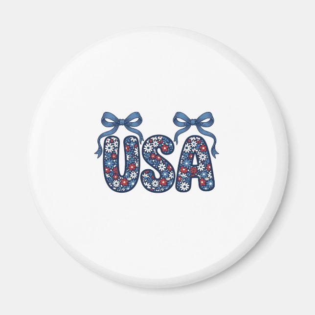 Floral USA Bow Patriotic Vector Design_1 Magnet (Front)