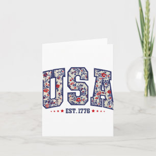 Floral Usa Est 1776 Patriotic Wildflower 4th Of Ju Card