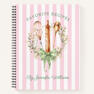Floral Utensils Cooking Bakery Recipe Notebook