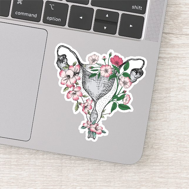 Floral Uterus Vinyl Sticker (Detail)