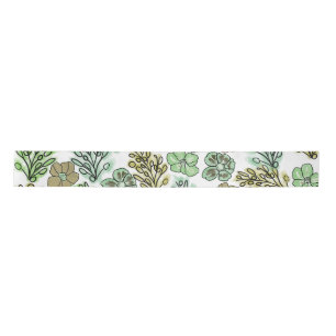 Floral Valencia Green Beige Satin Ribbon