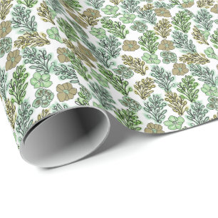 Floral Valencia Green Beige      Wrapping Paper