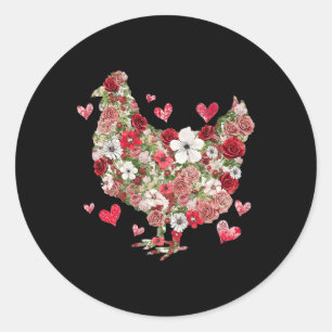 Floral Valentine Chicken - Western Valentine Men W Classic Round Sticker