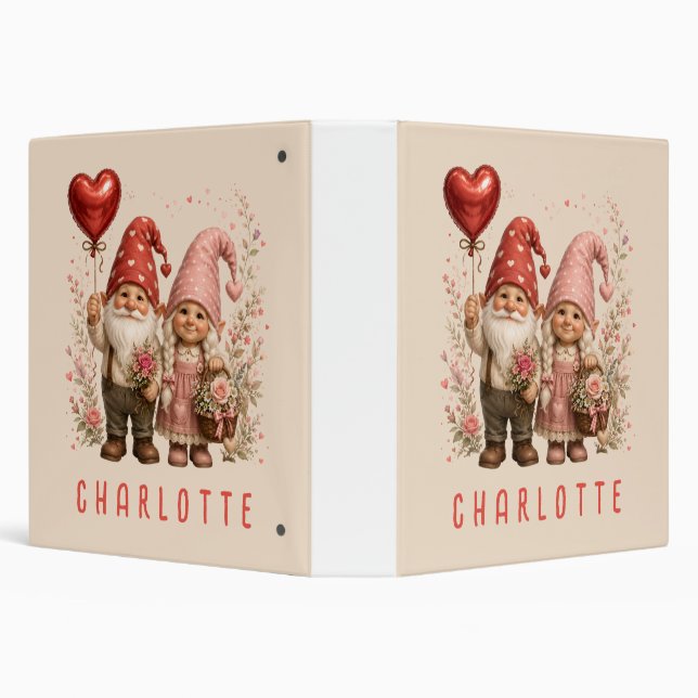 Floral Valentine Gnomes Custom Binder (Background)