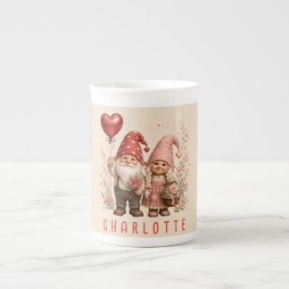 Floral Valentine Gnomes Custom Bone China Mug