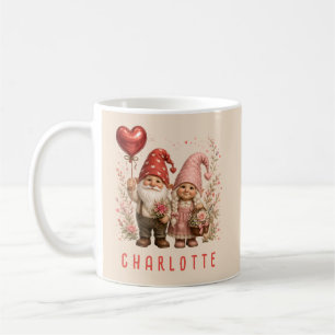 Floral Valentine Gnomes Custom Coffee Mug