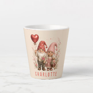 Floral Valentine Gnomes Custom Latte Mug