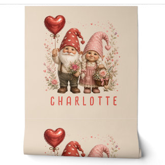 Floral Valentine Gnomes Custom Wallpaper