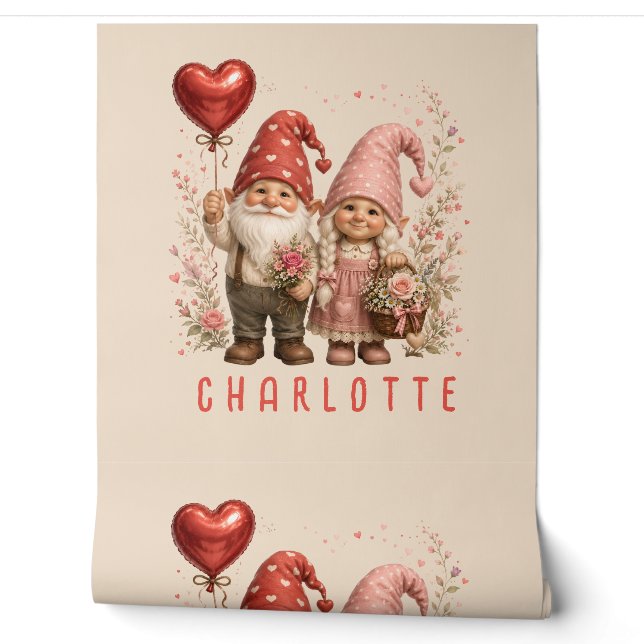 Floral Valentine Gnomes Custom Wallpaper (Unrolling)