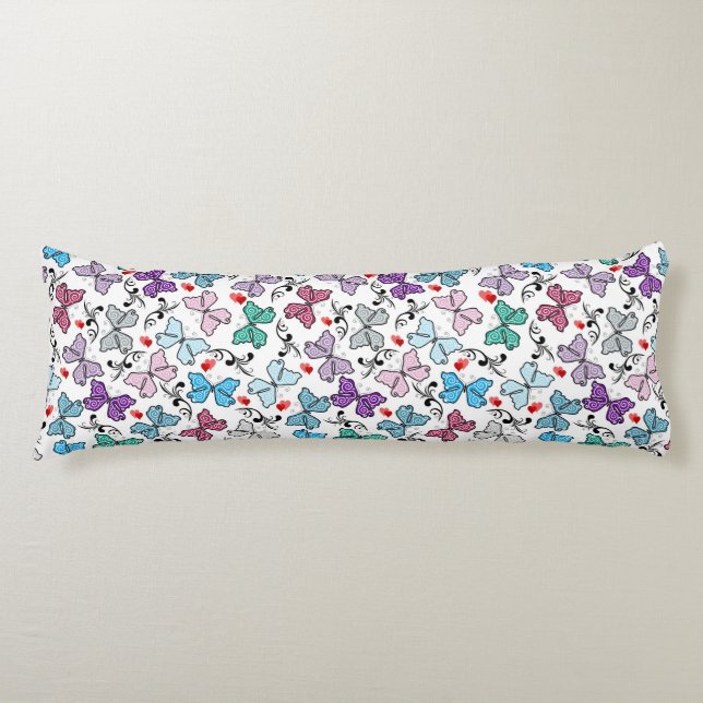 Floral Valentine Pattern Body Pillow (Front)