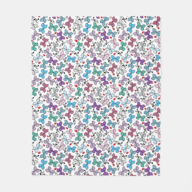Floral Valentine Pattern Fleece Blanket (Front)