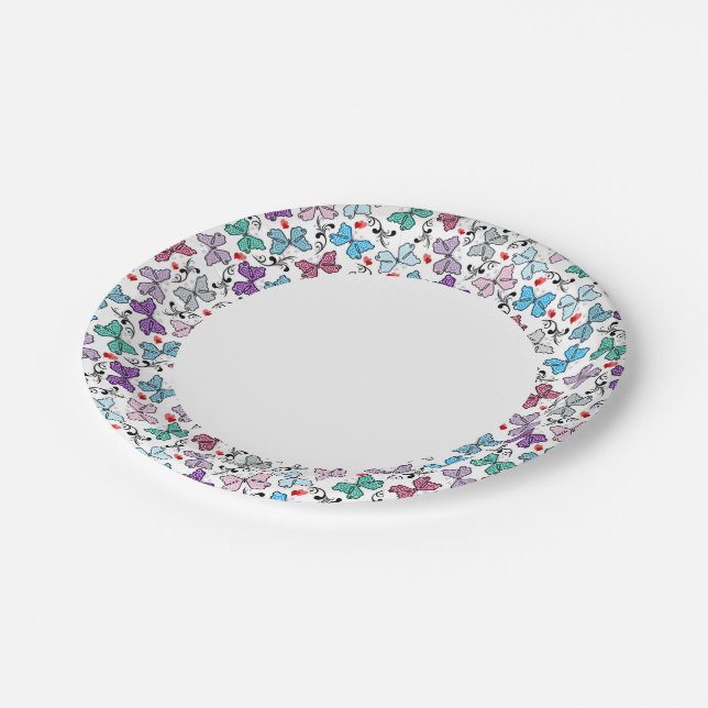 Floral Valentine Pattern Paper Plate (Angled)
