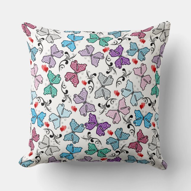 Floral Valentine Pattern Throw Pillow (Front)